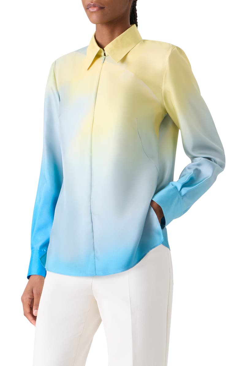 Akris Sunbeam Silk Twill Top, Alternate, color, Blue Multi