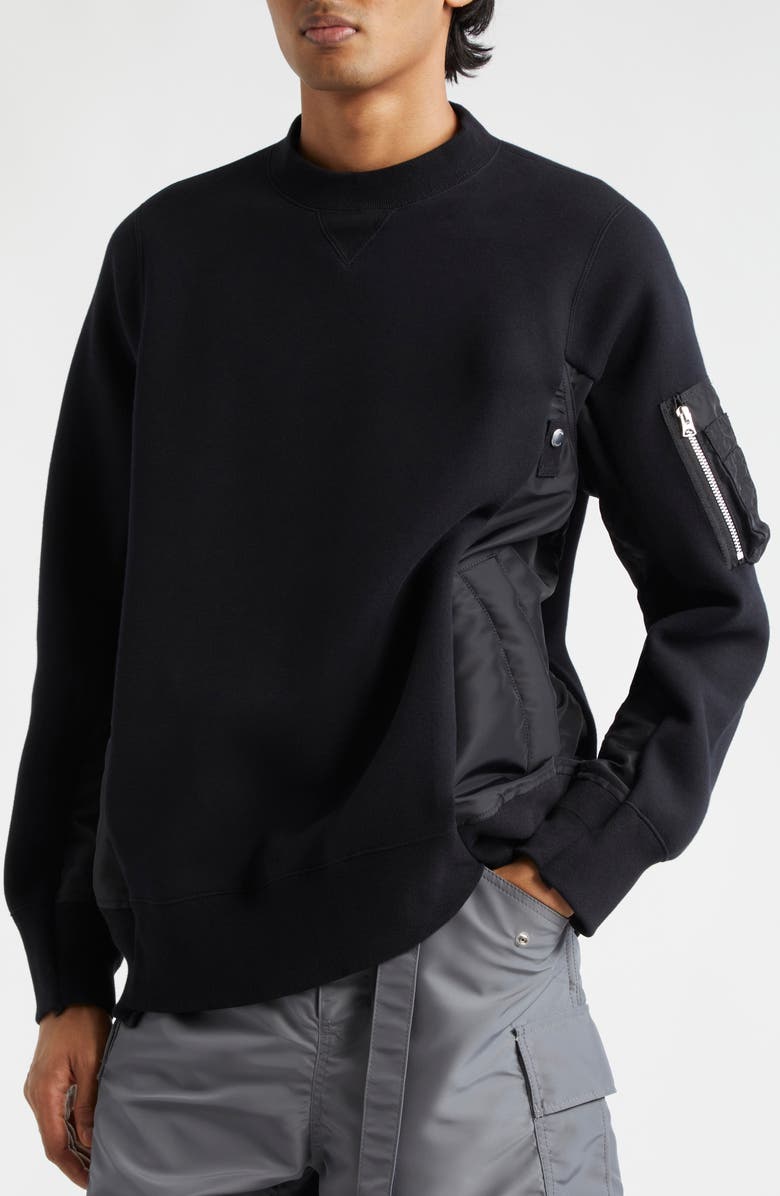 Sacai Sponge Mixed Media Sweatshirt, Alternate, color,