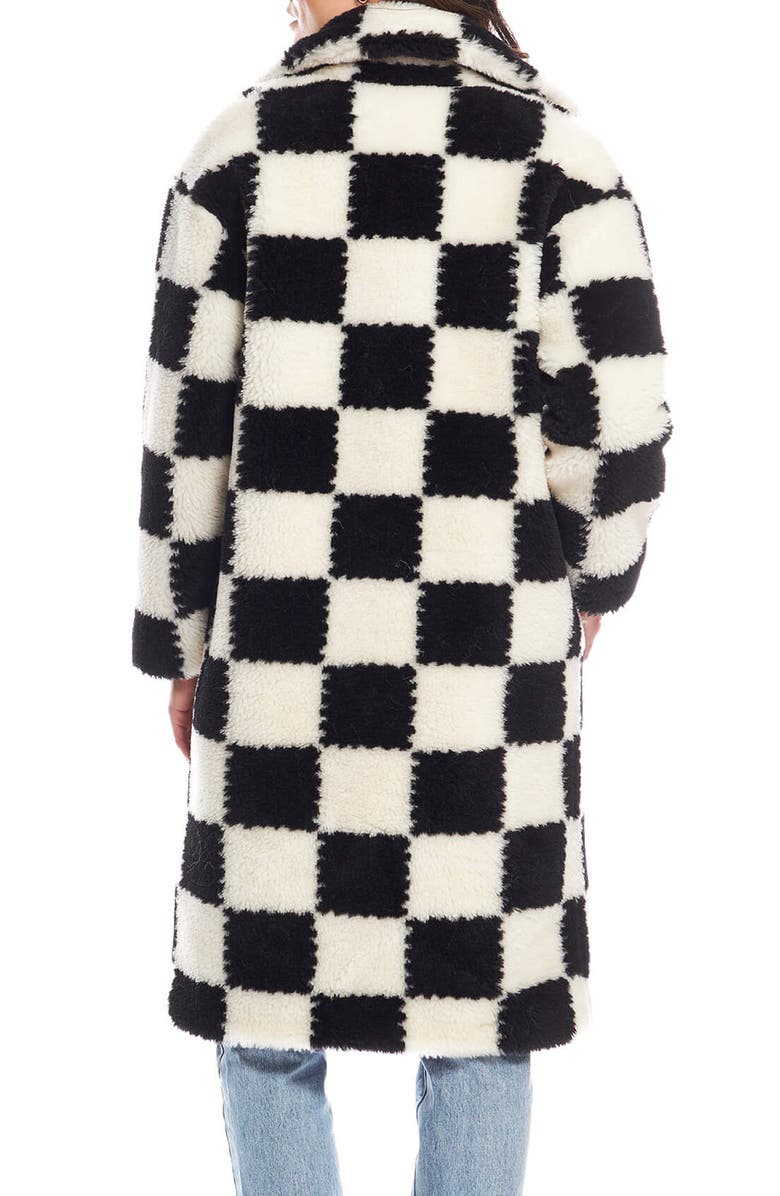DONNA SALYERS FABULOUS FURS Checkmate High Pile Fleece Longline Coat, Alternate, color, Multi