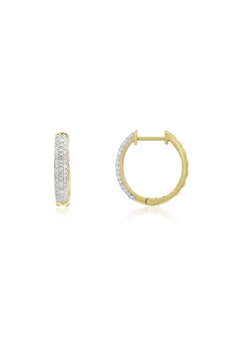 Three Row Diamond Hoop Earrings, Main, color, Yellow Gold