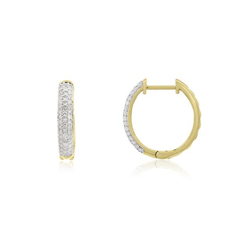 Three Row Diamond Hoop Earrings