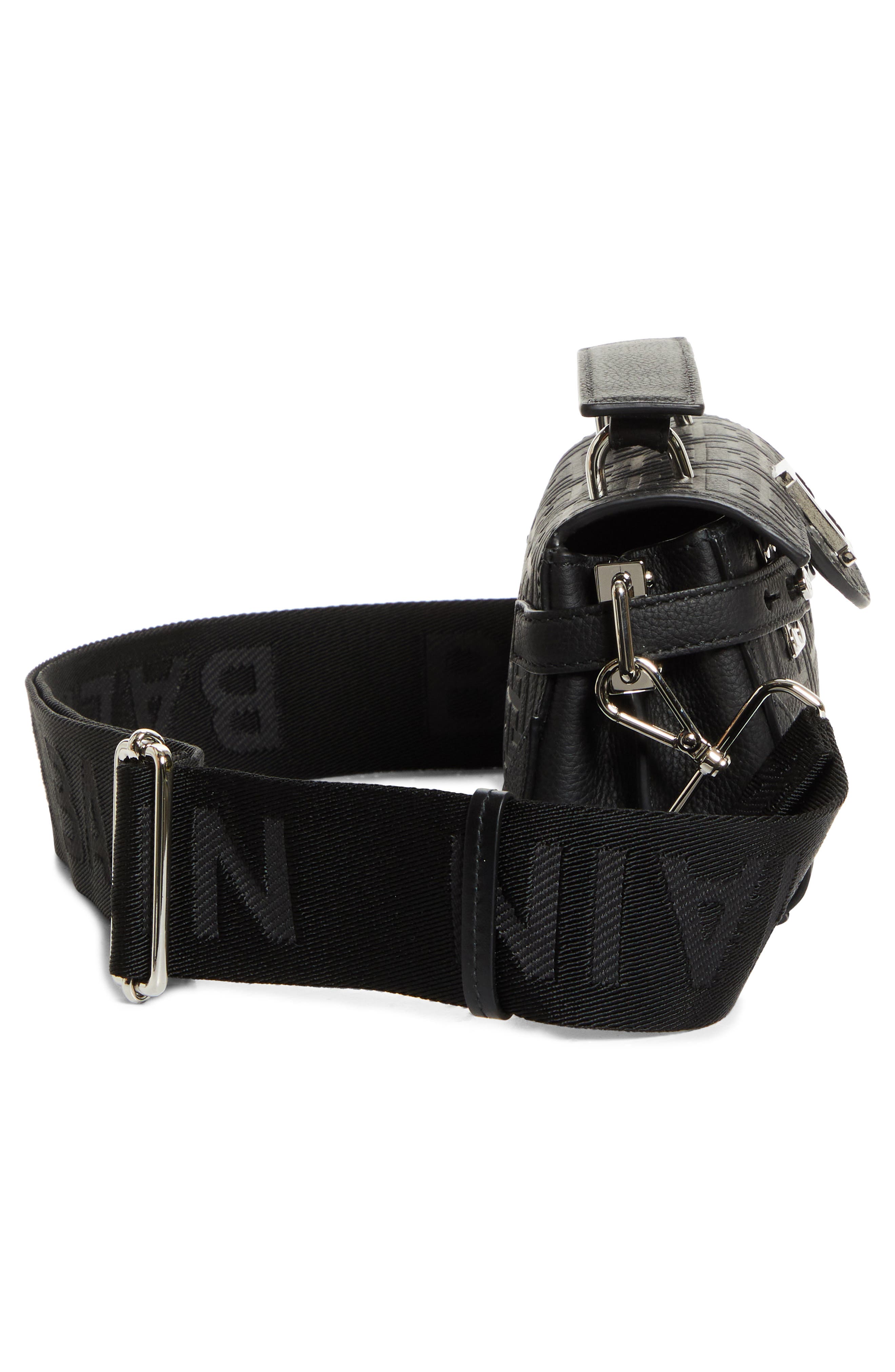 Balmain B-Buzz 19 Monogram Leather Handbag, Alternate, color, 