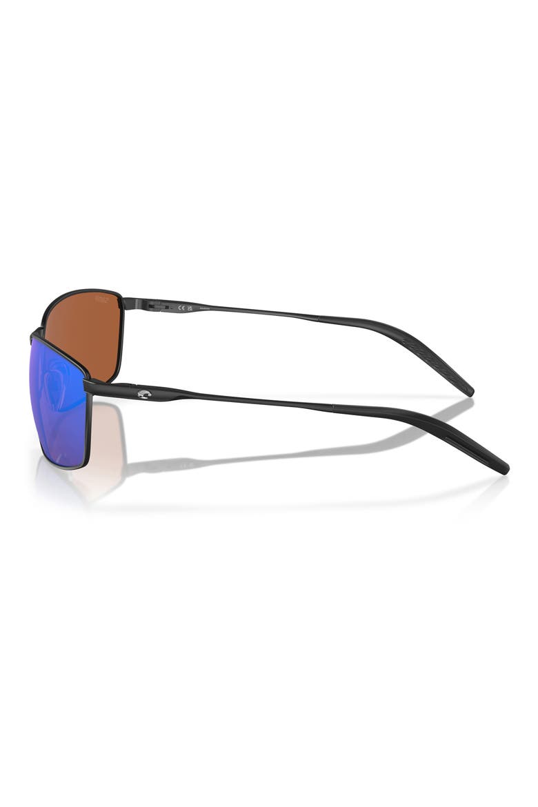 Turret 63mm Oversize Polarized Mirrored Rectangular Sunglasses, Alternate, color, BLACK / GREEN MIRROR 580P