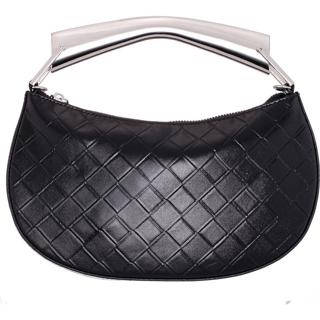 Shop Nina Cory Diamond Quilted Faux Leather Top Handle Bag In Black