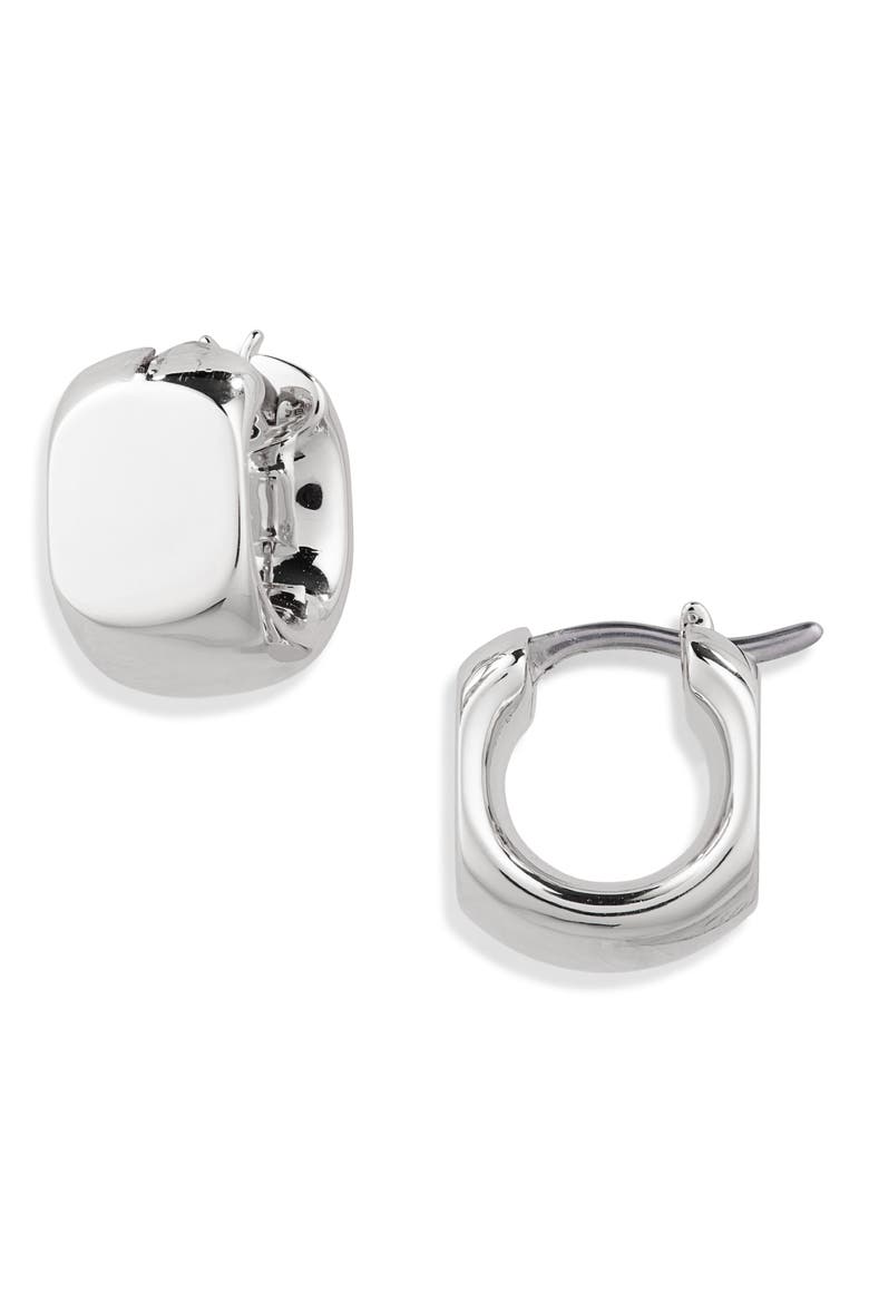 Mila Huggie Hoop Earrings, Main, color, HIGH POLISH SILVER