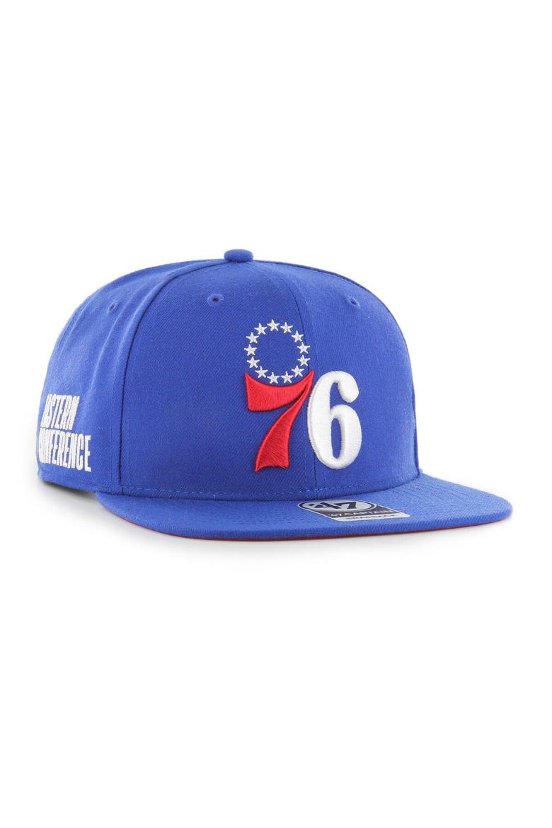 Men's '47  Royal Philadelphia 76ers Sure Shot Captain Snapback Hat, Main, color, Royal