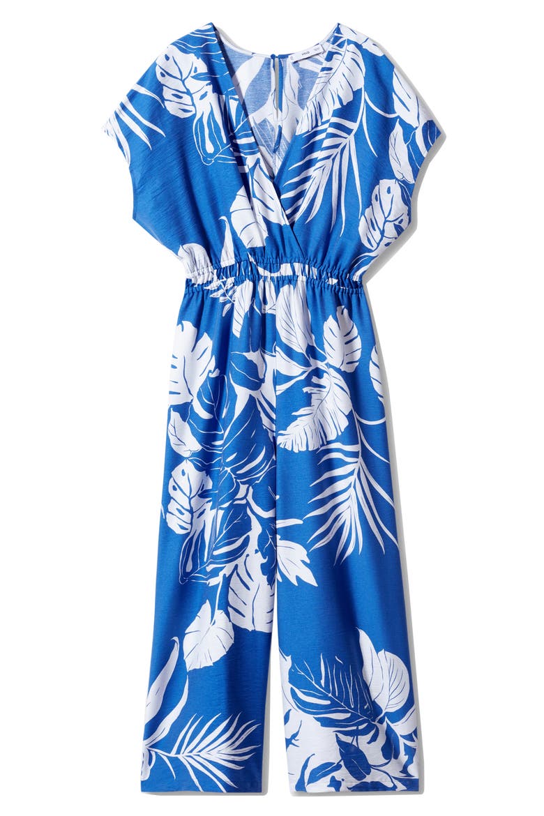 Tropical Palm Print Jumpsuit, Alternate, color, BLUE