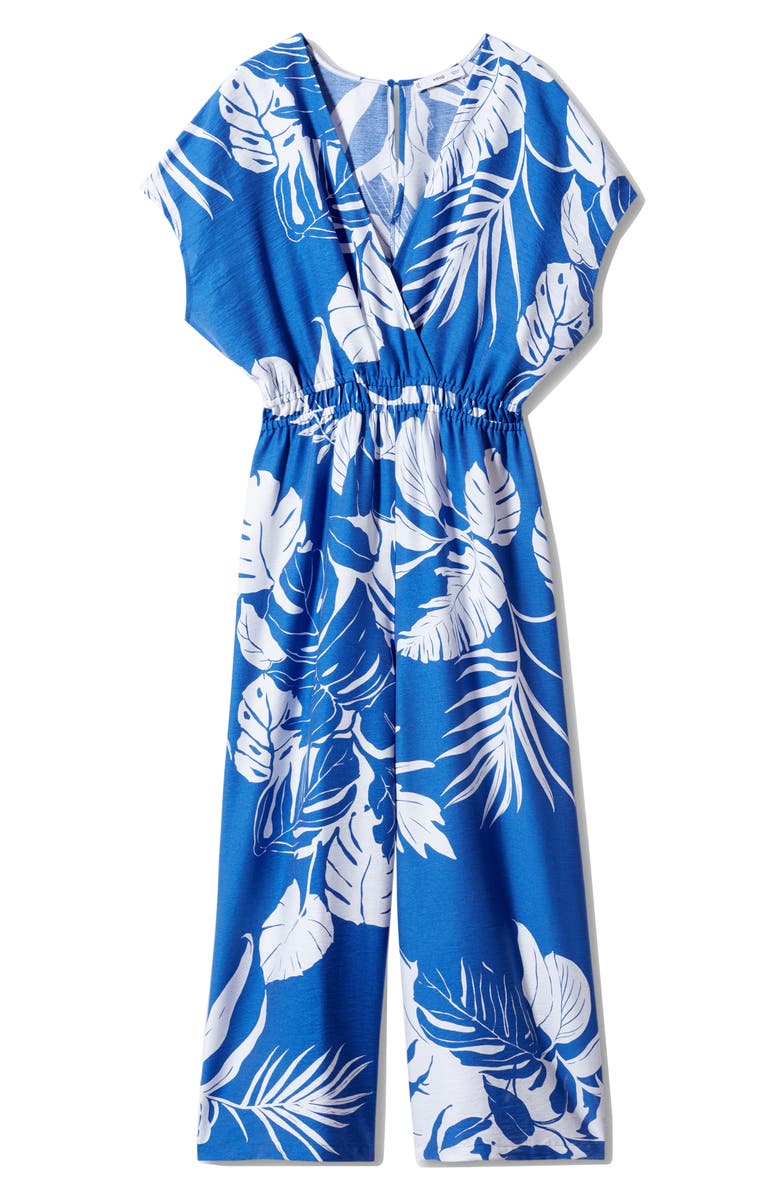 MANGO Tropical Palm Print Jumpsuit, Alternate, color, 