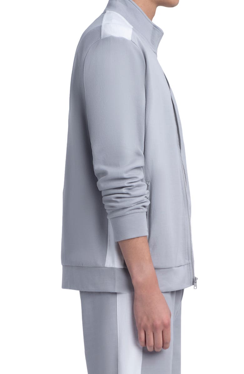 Bugatchi Comfort Cotton Blend Full Zip Sweatshirt, Alternate, color, Platinum