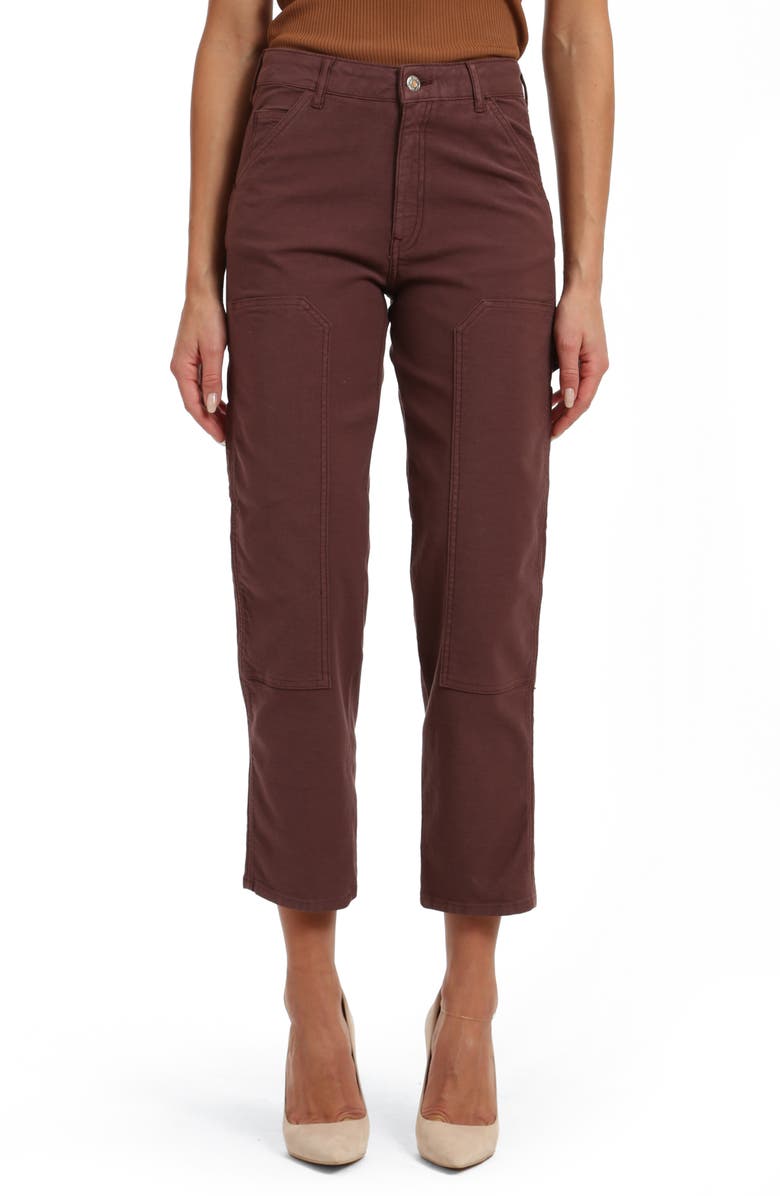 Mavi Jeans Luisa High Waist Straight Leg Twill Carpenter Pants, Main, color, Mahogany Luxe Twill