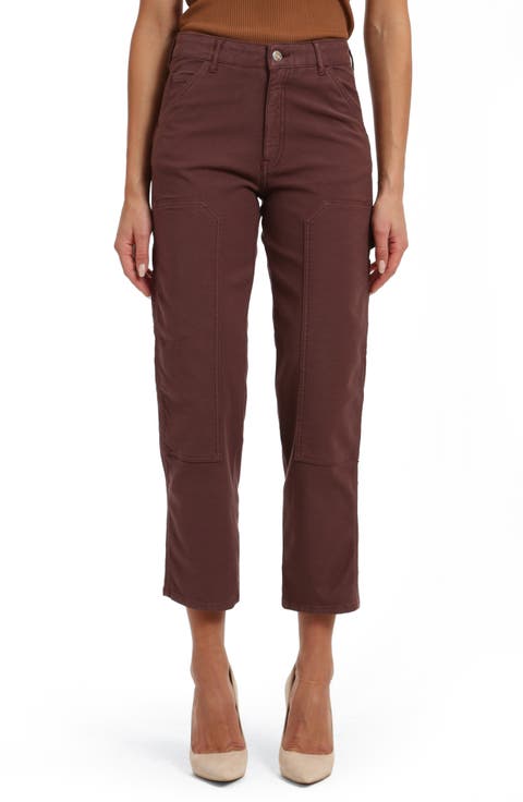 Luisa High Waist Straight Leg Twill Carpenter Pants