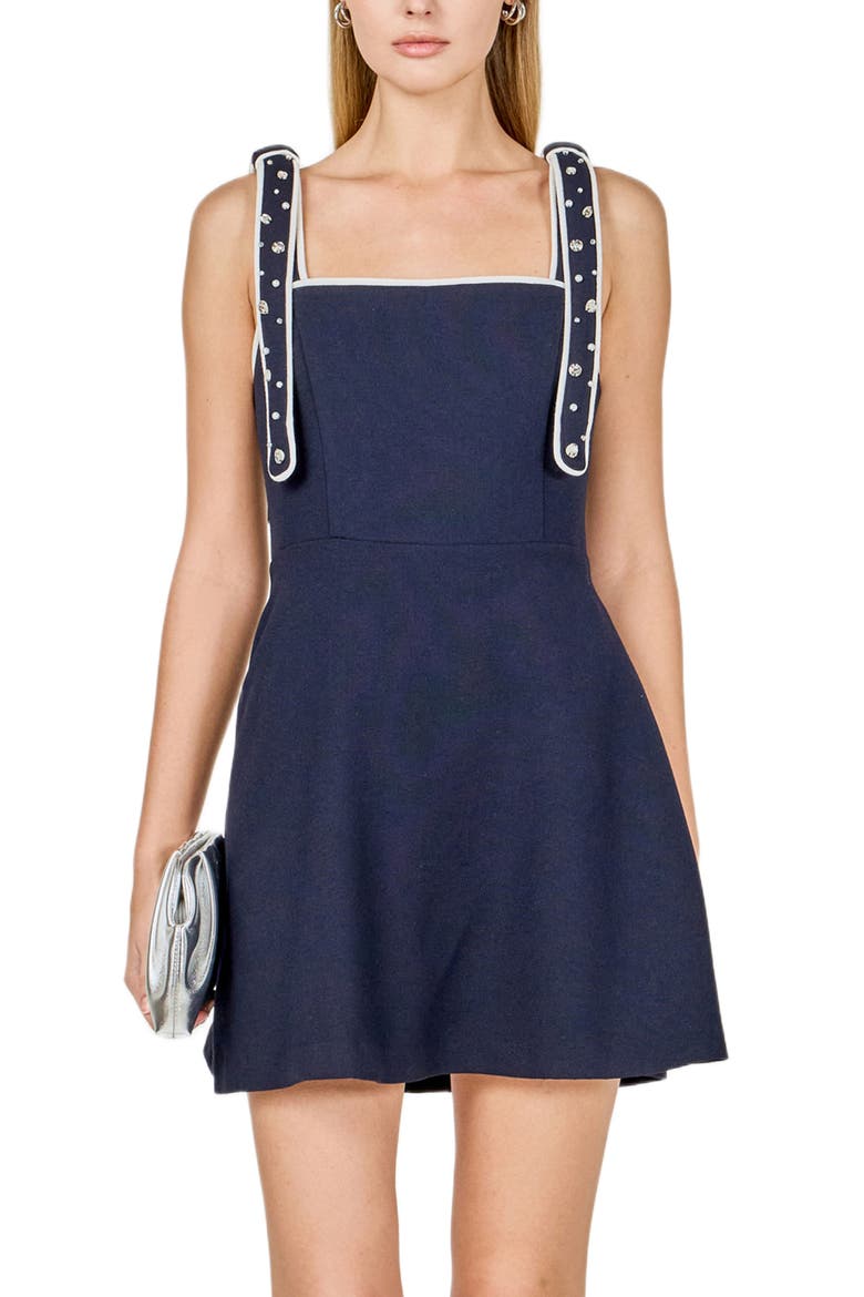 Bead Embellished Fit & Flare Minidress, Alternate, color, NAVY