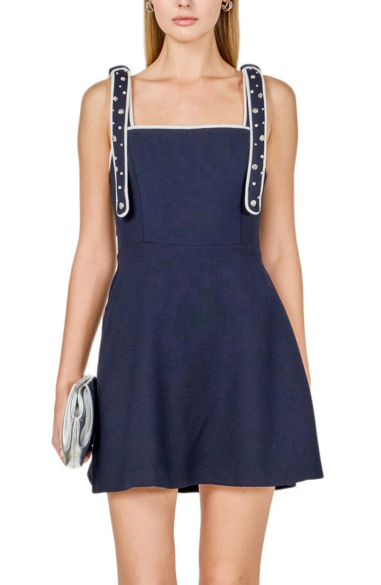 Endless Rose Bead Embellished Fit & Flare Minidress, Alternate, color, Navy