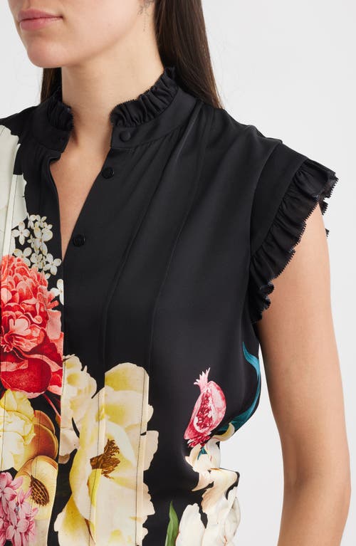Elie Tahari Chloe Regent Floral Silk Blend Button-up Shirt In Multi