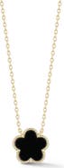SPHERA MILANO Black Agate Flower Pendant Necklace