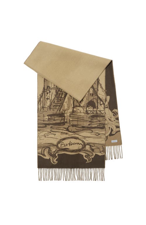 Burberry Tower Bridge Cashmere Scarf In Sand