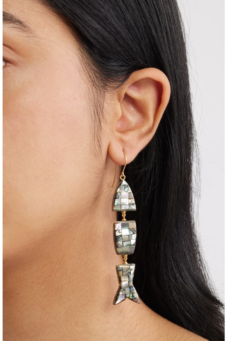 Abalone Fish Earrings, Alternate, color, BLUE MULTI