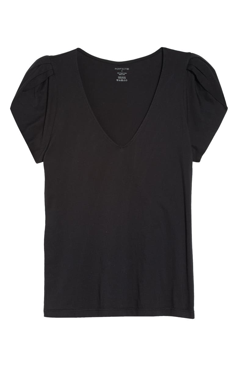 PERFECTDD Amy Tulip Sleeve V-Neck Organic Cotton Top, Alternate, color, 