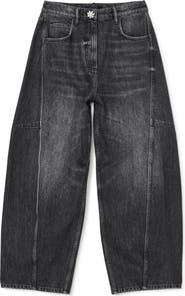 AllSaints Carter Rhinestone Button Barrel Leg Jeans