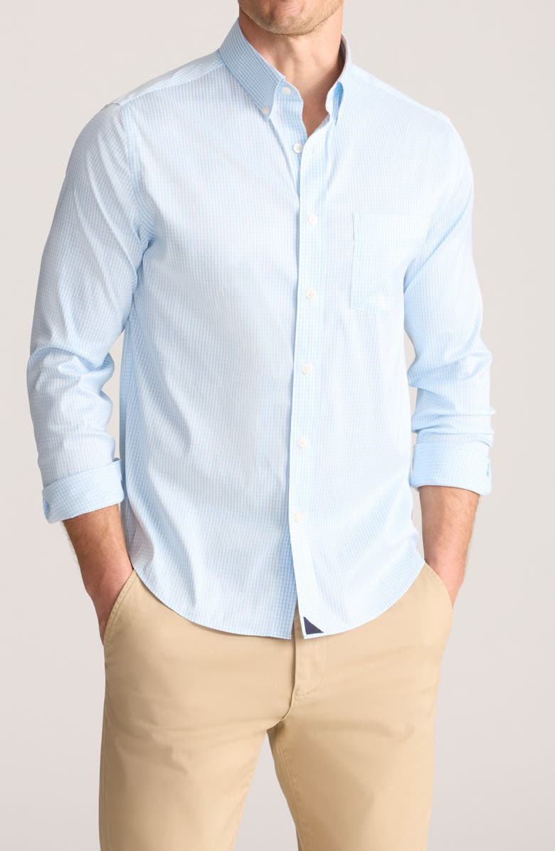 UNTUCKit Harland Stripe CottonTek<sup>™</sup> Performance Button-Down Shirt, Main, color, Airy Blue