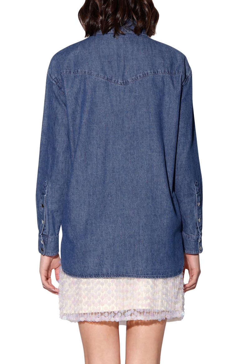 Becky Denim Top, Alternate, color, MEDIUM WASH