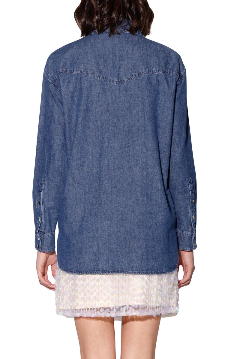 Walter Baker Becky Denim Top, Alternate, color, Medium Wash