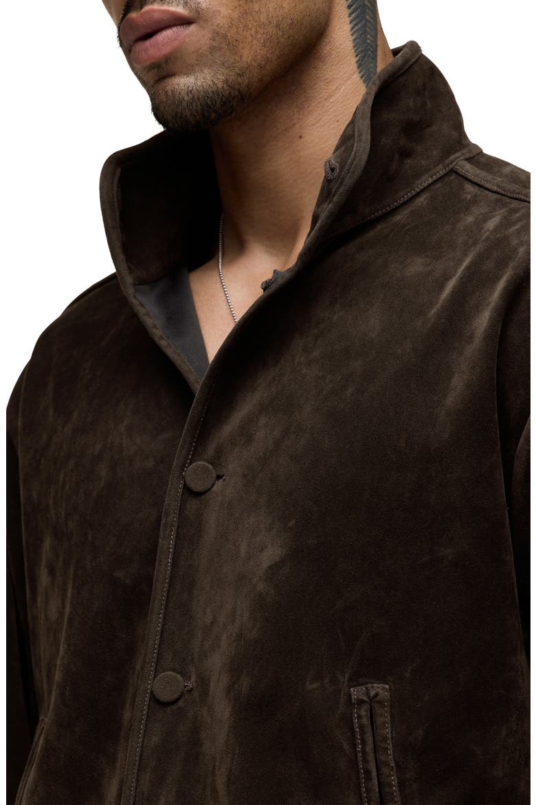 Faux Suede Jacket, Alternate, color, DARK BROWN