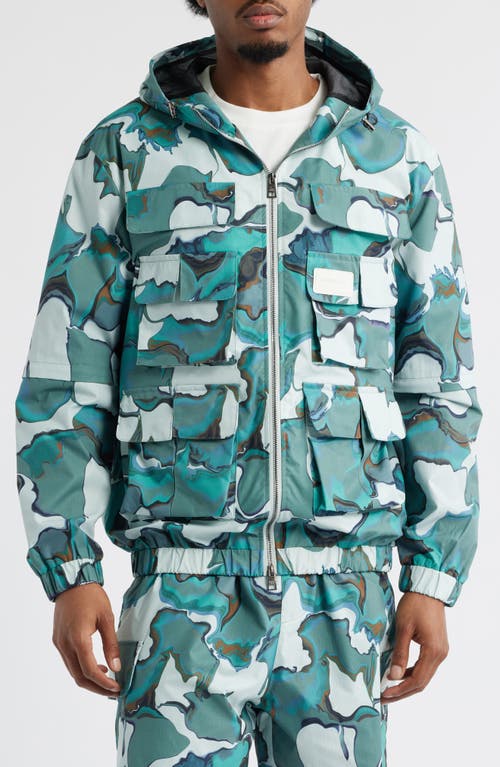 Shop Criminal Damage Hooded Marble Print 3d Pocket Jacket