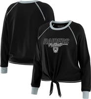 WEAR by Erin Andrews Women's WEAR by Erin Andrews Black Las Vegas Raiders Tie-Front Long Sleeve T-Shirt