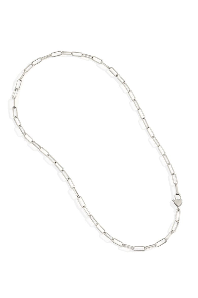 Heart Padlock Necklace, Alternate, color, Silver