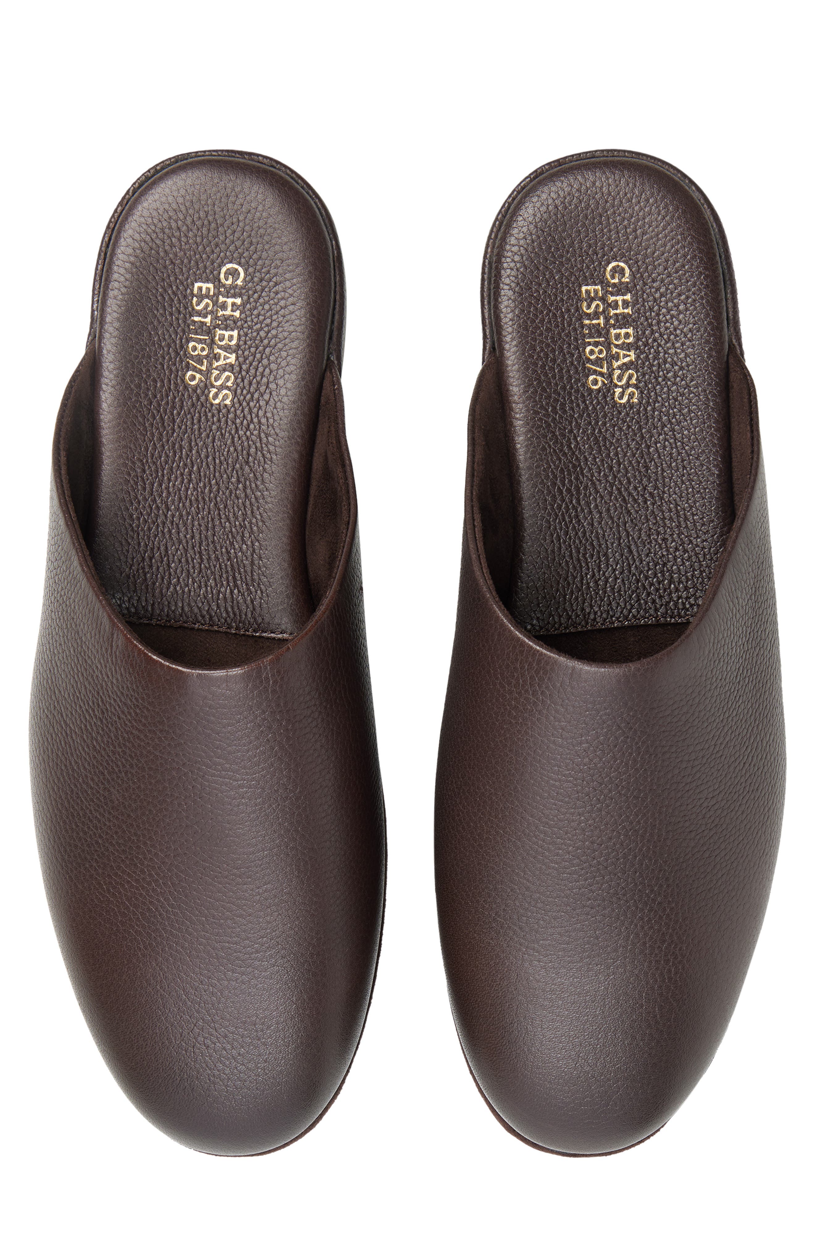 Monogram Mayfair Leather Packable Travel Slipper, Alternate, color, BROWN