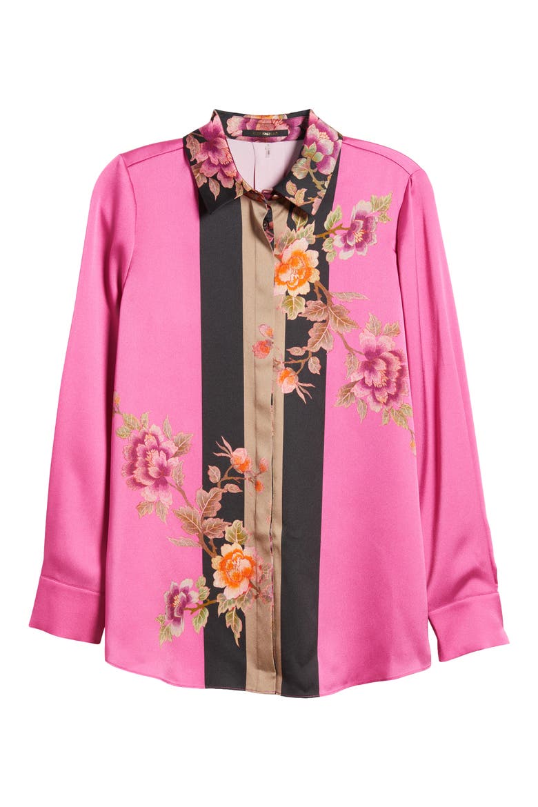 Sabrina Floral Button-Up Shirt, Alternate, color, PINK MULTI