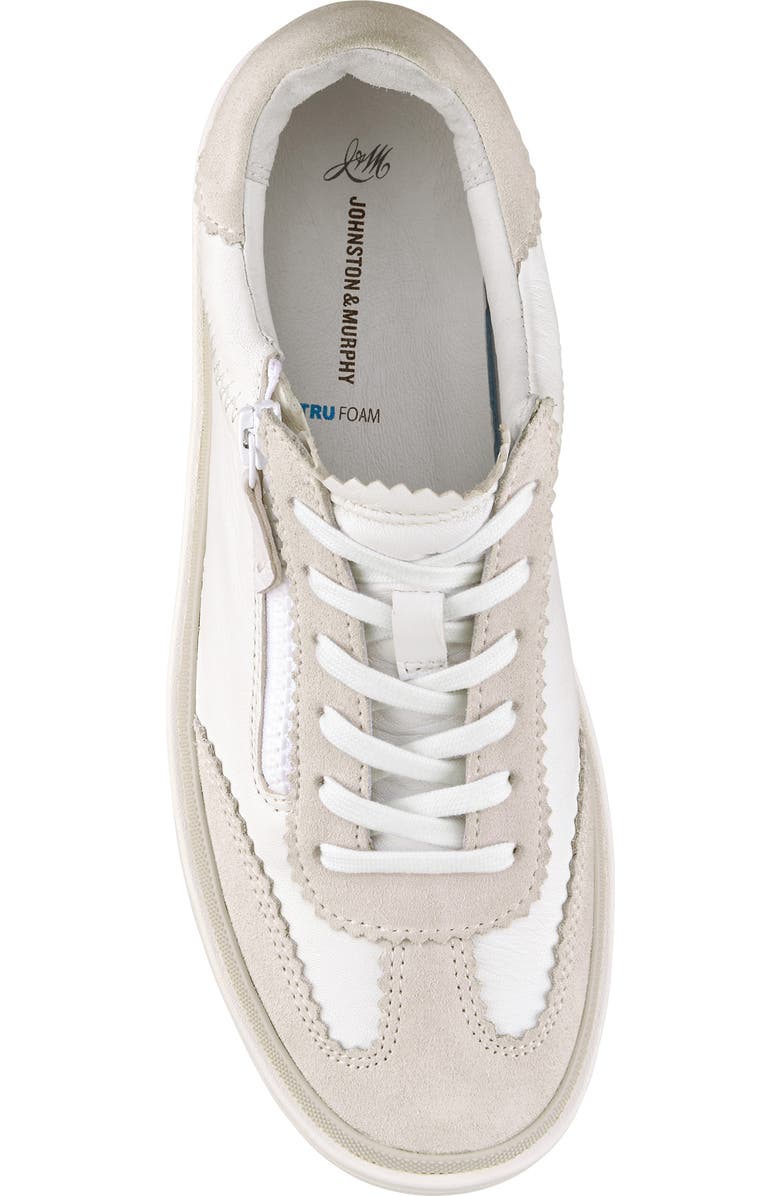 Johnston & Murphy Ashley Side Zip Sneaker, Alternate, color, White Suede/Glove Leather