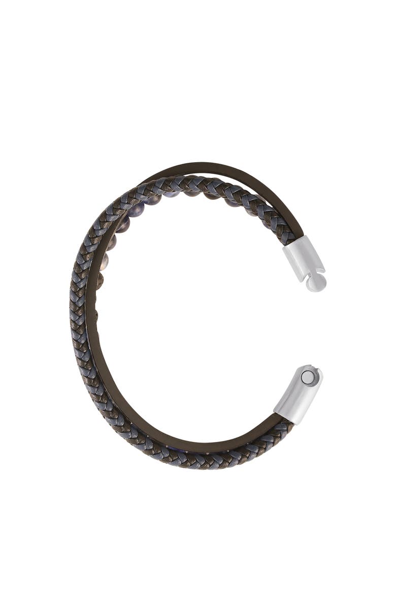 Stainless Steel (316L) Blue 3-Row Bracelet, Alternate, color, Black, blue