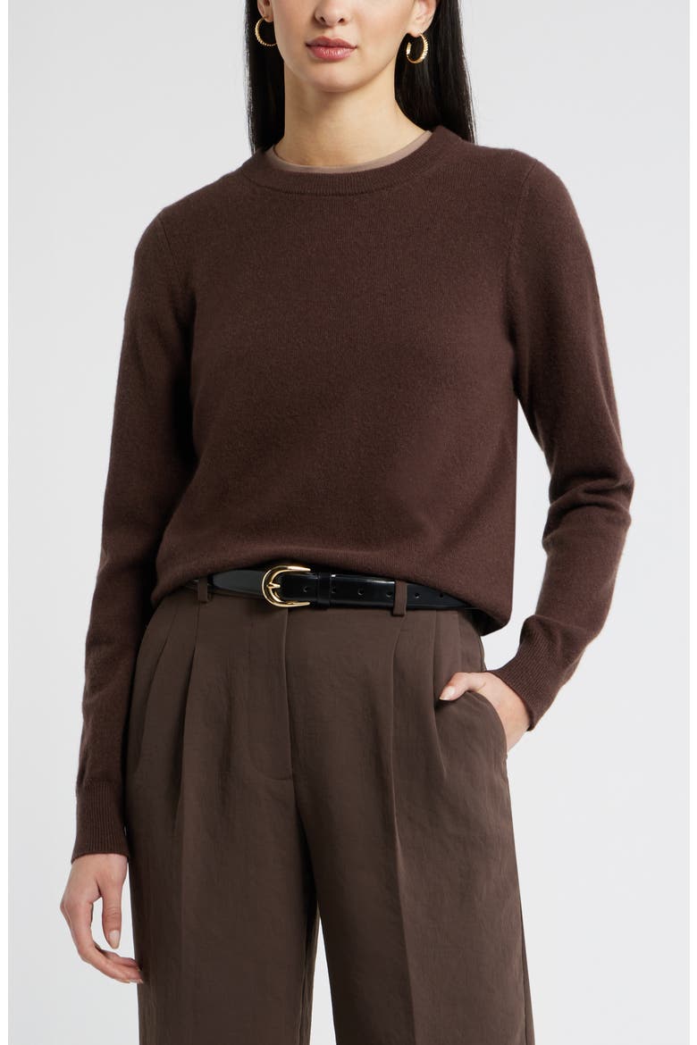 Crewneck Cashmere Sweater, Main, color, BROWN MOLE
