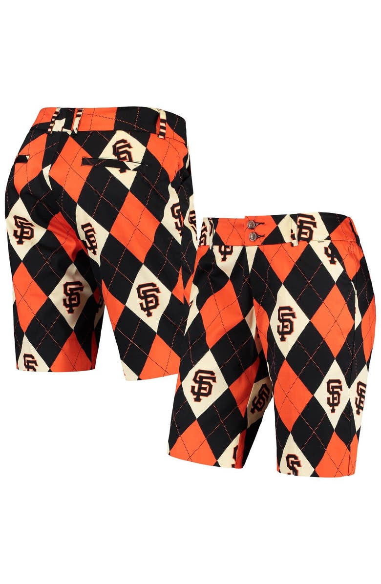 LOUD MOUTH GOLF Women's Loudmouth Black San Francisco Giants Argyle Bermuda Shorts, Main, color, 
