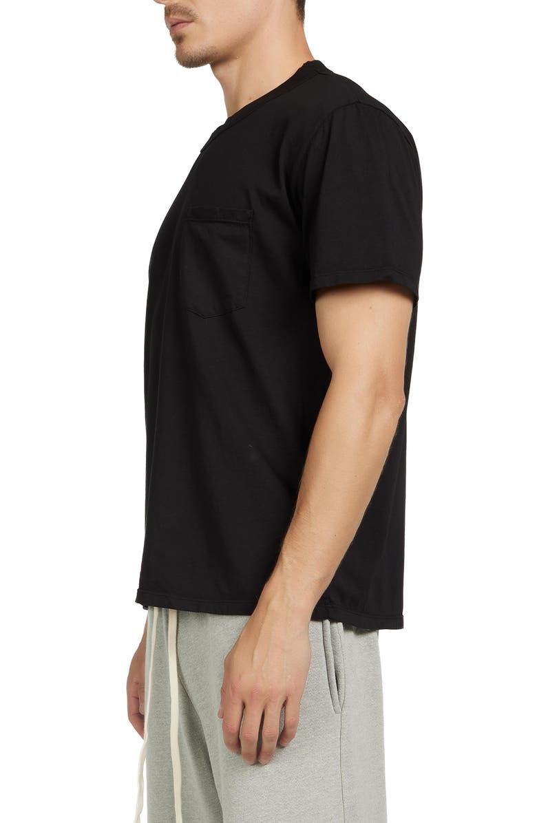 Les Tien Lightweight Binded Neck Classic Pocket Tee, Alternate, color, Jet Black