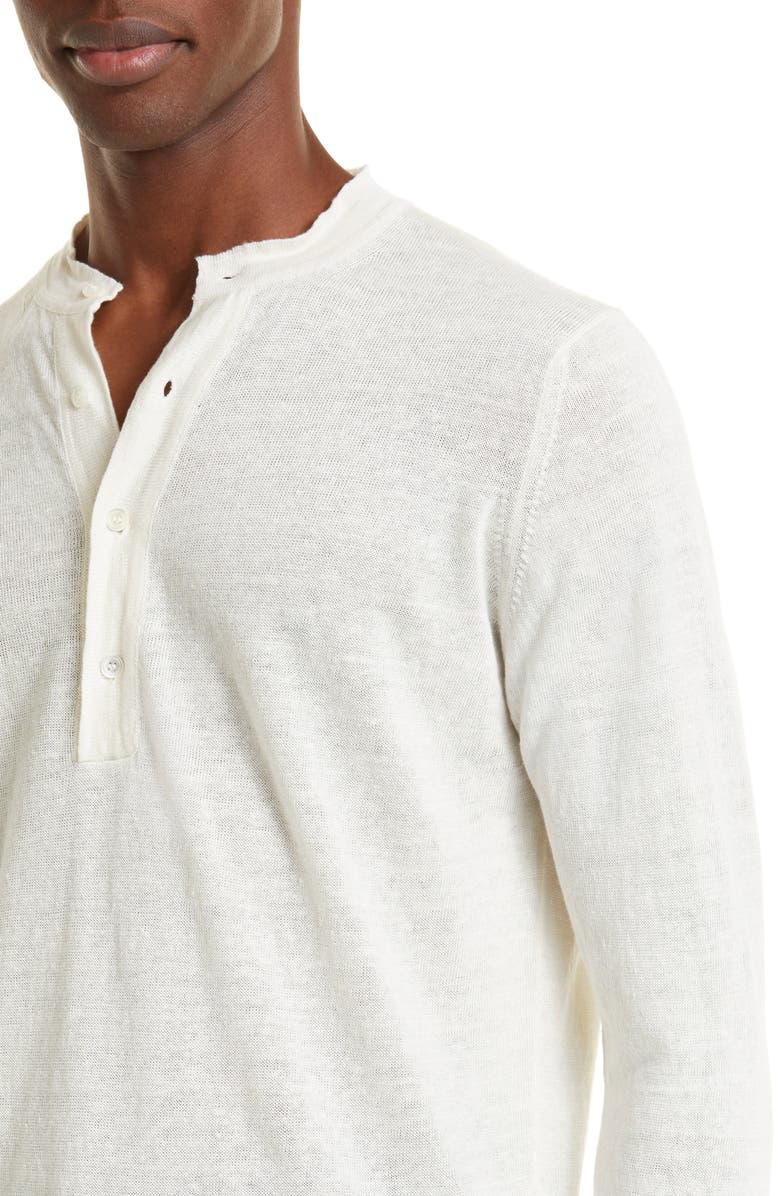 Thom Sweeney Linen Henley, Alternate, color, White