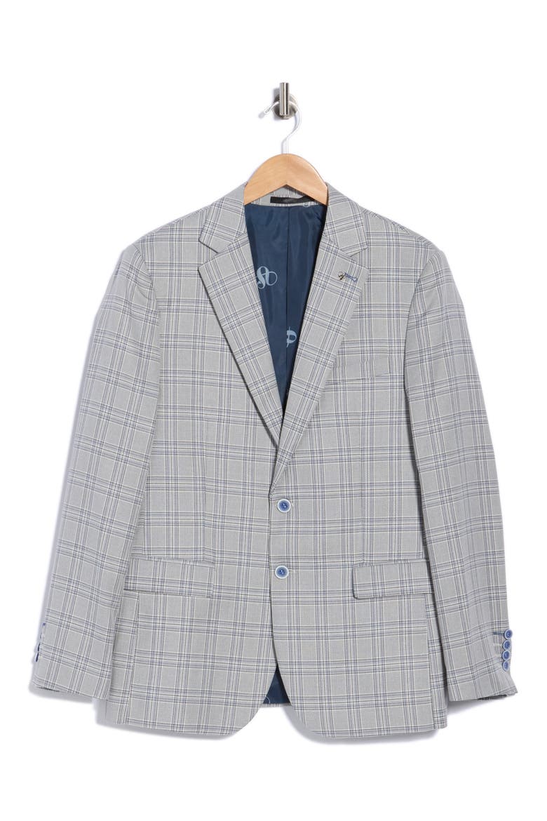 Plaid Sport Coat, Main, color, GREY