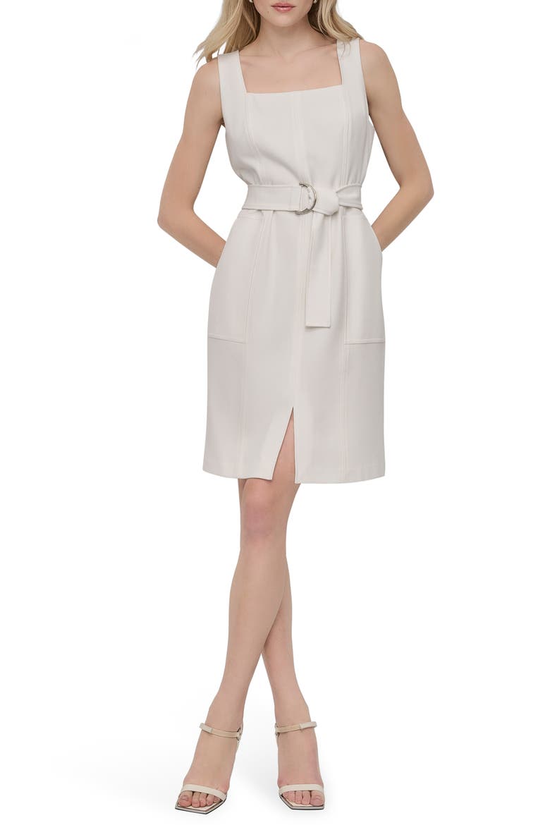 Sleeveless Square Neck Dress, Main, color, IVORY