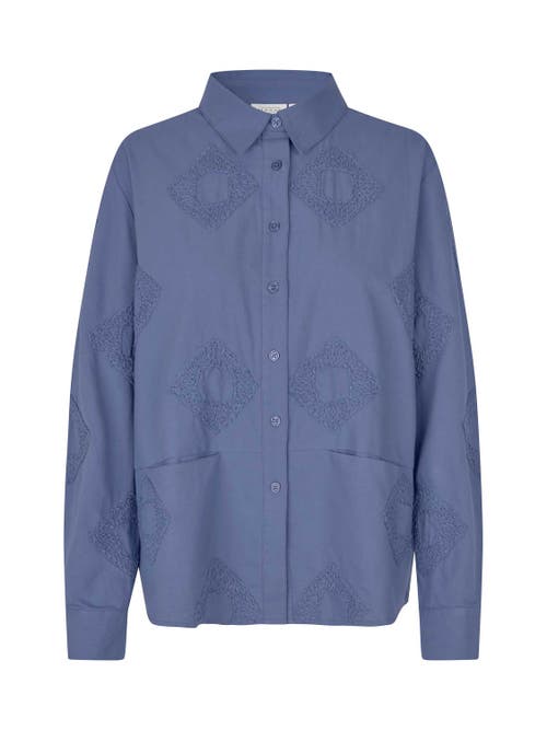 Masai Copenhagen 100% Cotton Long Sleeve Collared Shirt In Blue