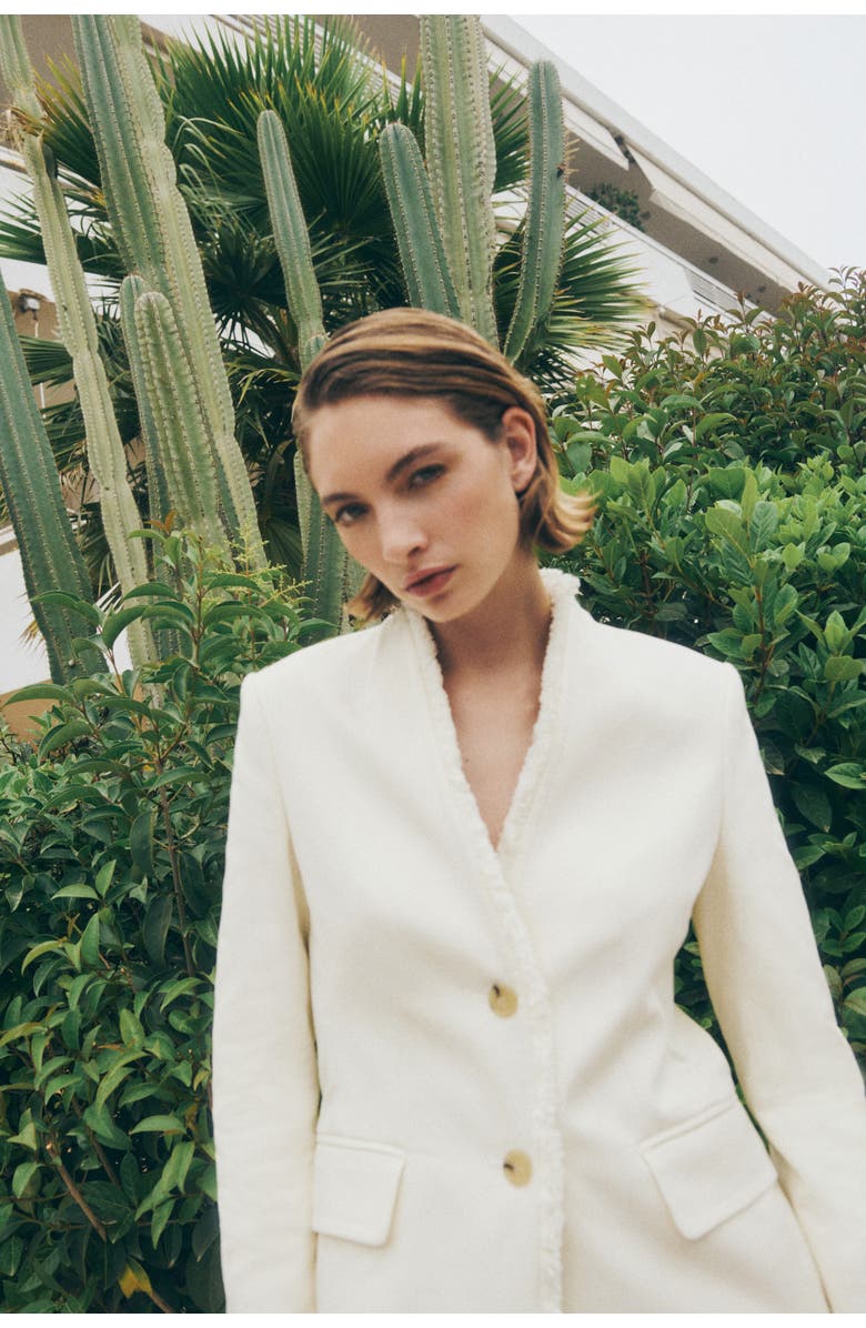 H&M Frayed Blazer, Alternate, color, White