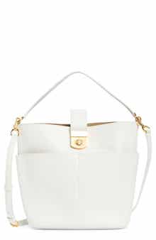 Veronica Beard The Crest Lock Leather Bucket Bag