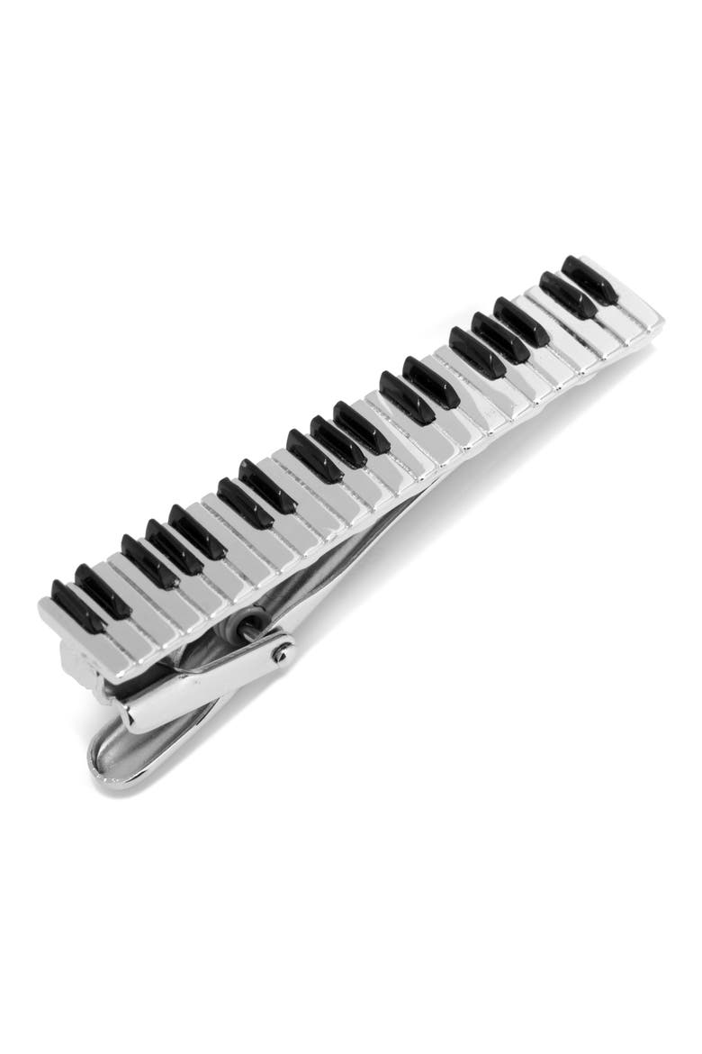 Piano Keys Tie Clip, Main, color, METALLIC SILVER