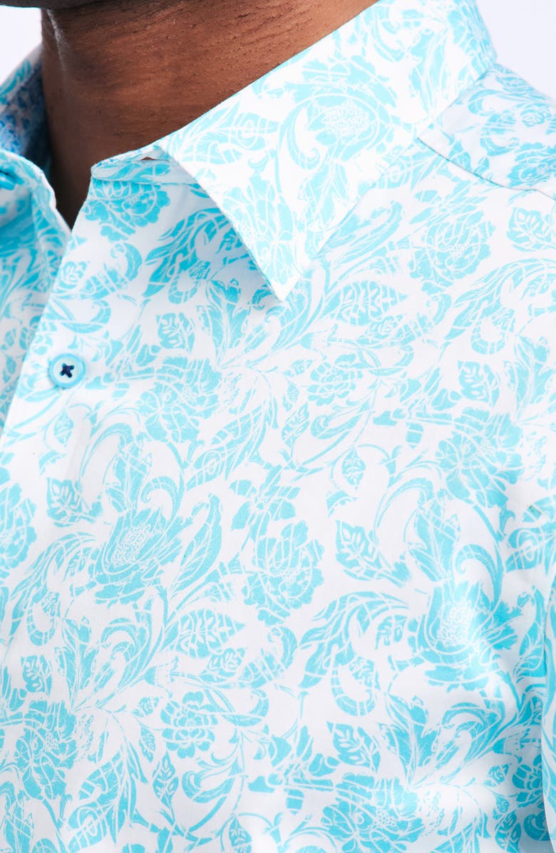 Robert Graham Caledon Cotton Button-Up Shirt, Alternate, color, Teal