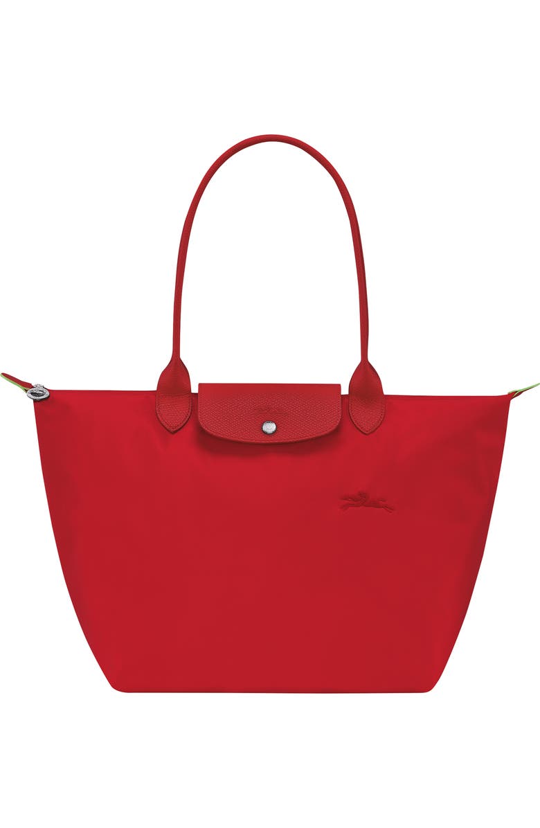 Longchamp Le Pliage Green Recycled Canvas Large Shoulder Tote, Main, color, Tomato