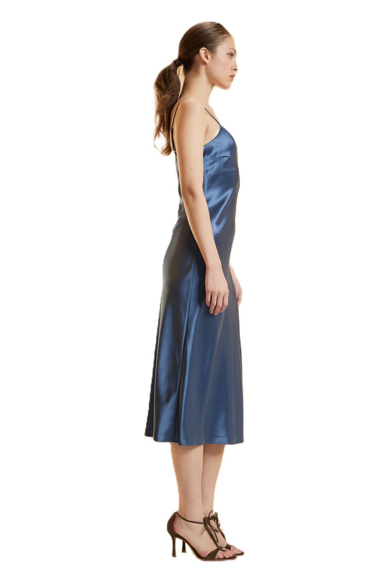 Satin Slip Dress, Alternate, color, Denim Blue