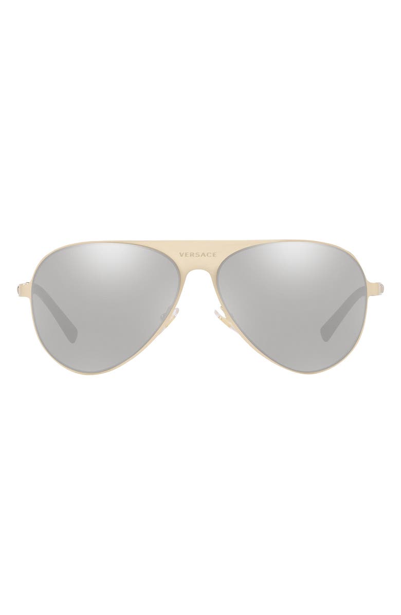 Versace 59mm Polarized Aviator Sunglasses, Main, color, Grey Silver/ Yellow Gold