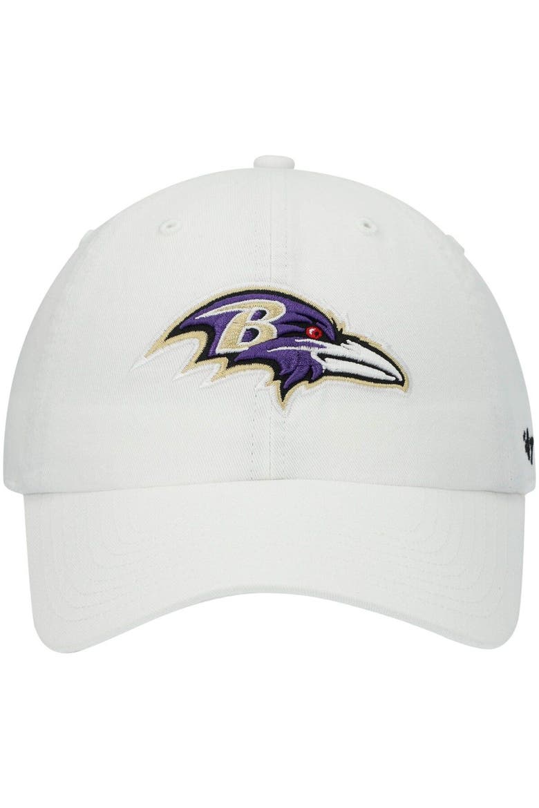 Men's '47 White Baltimore Ravens Clean Up Adjustable Hat, Alternate, color, White