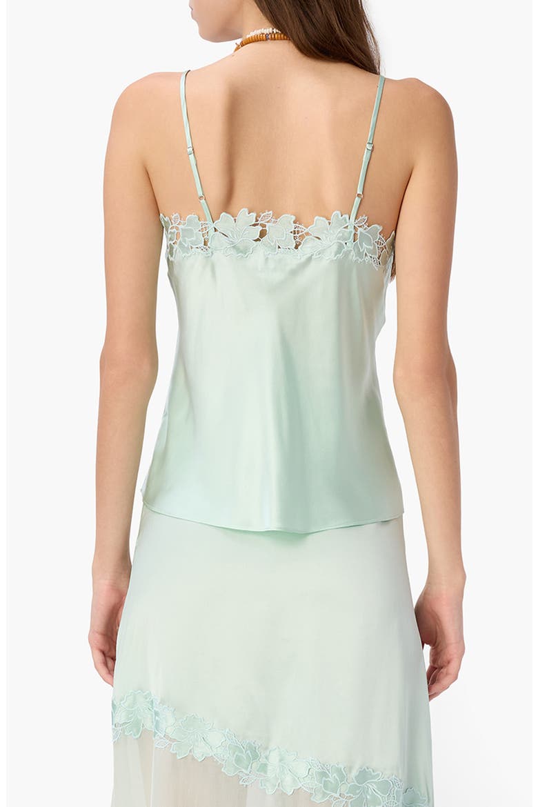 Rafa Lace Trim Silk Charmeuse Camisole, Alternate, color, CLEARWATER
